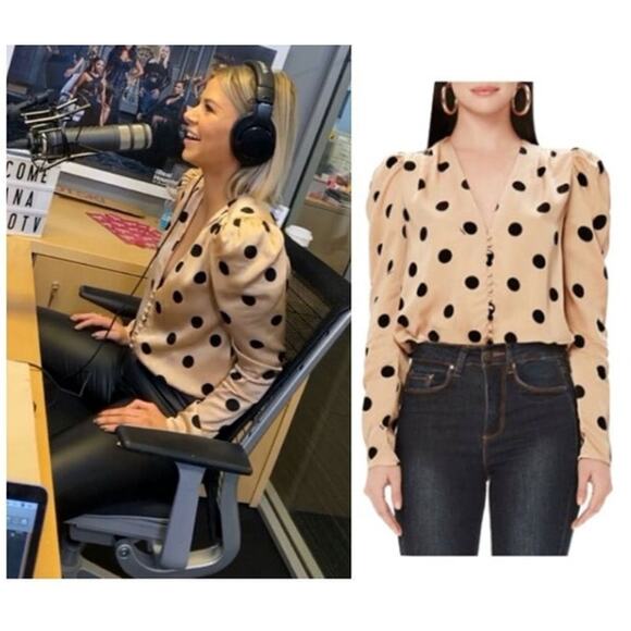 EUC AFRM Polka dot bodysuit long sleeved blouse sz: S - Picture 1 of 10